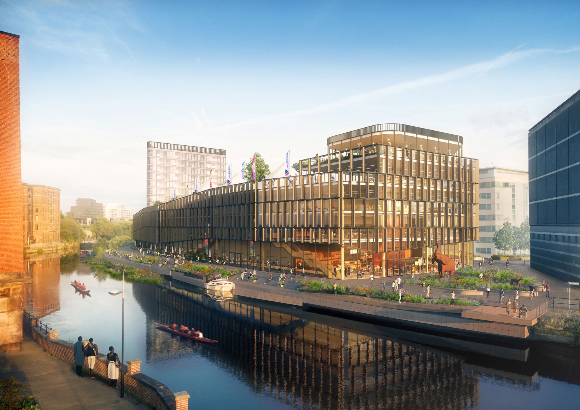 The Royal Armouries Museum building beside the water at Leeds Dock